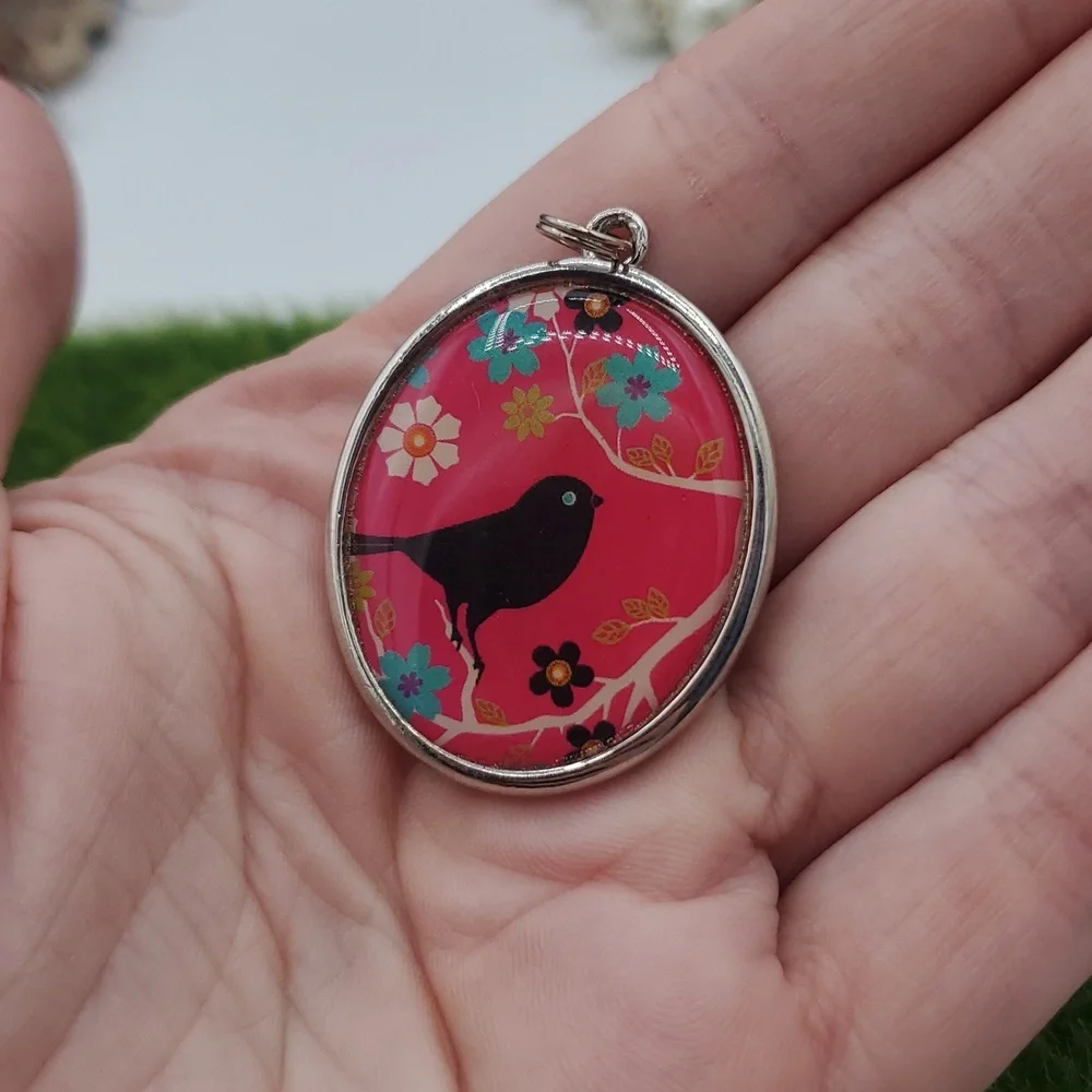 Double Sided Colorful Bird Pendant P401
